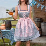 Damen Dirndl Kleid mit quadratischem Ausschnitt und Spitzen-Schürze