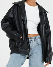 Damen Jacke mit breitem Kragen und Reißverschluss