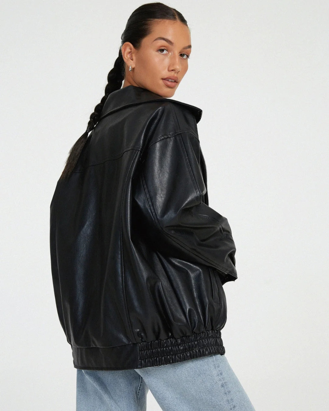 Damen Jacke mit breitem Kragen und Reißverschluss