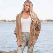 Damen Kapuzen Strickjacken mit Taschen und Rippbündchen