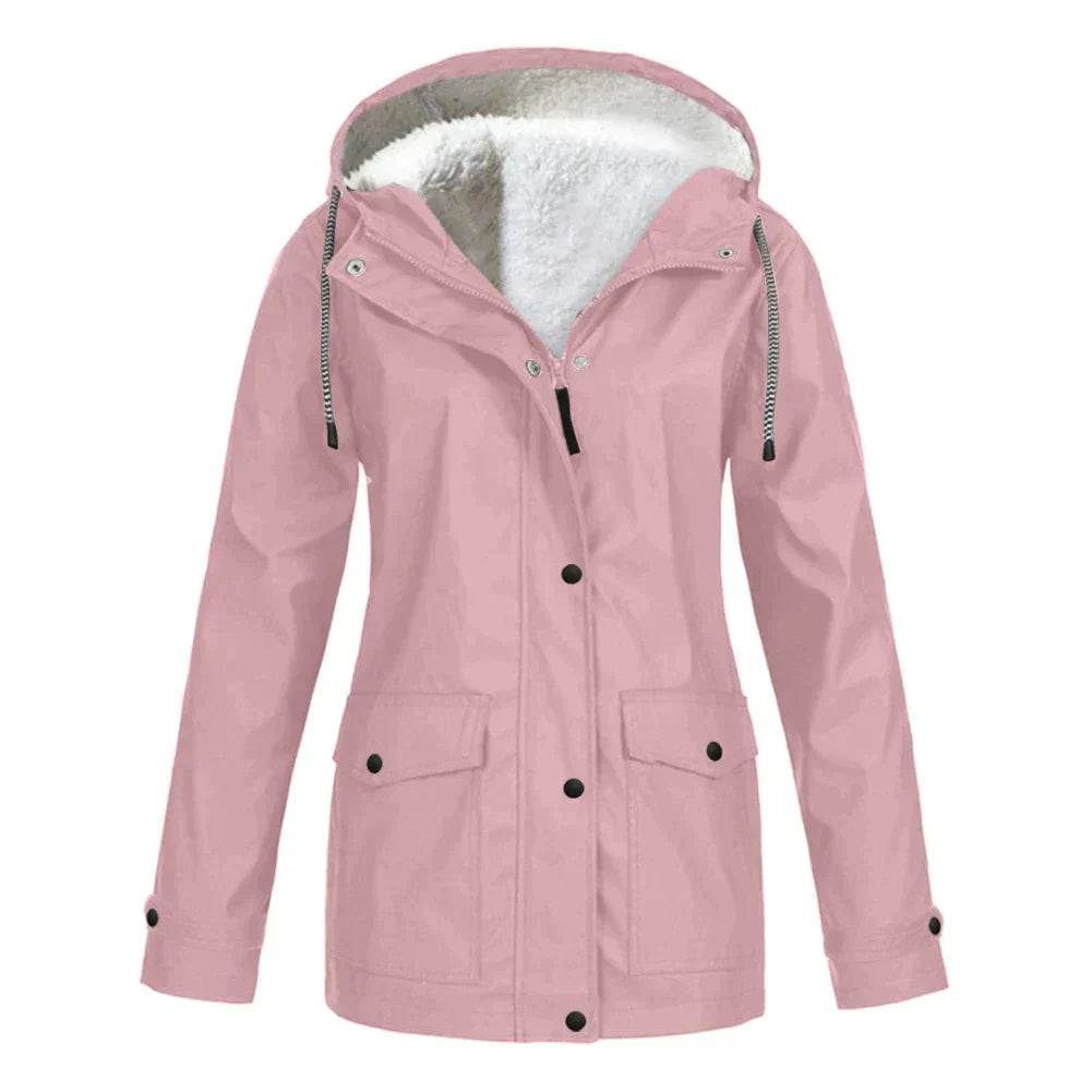 Damen Kapuzenjacke mit Druckknopfverschluss und Fronttaschen