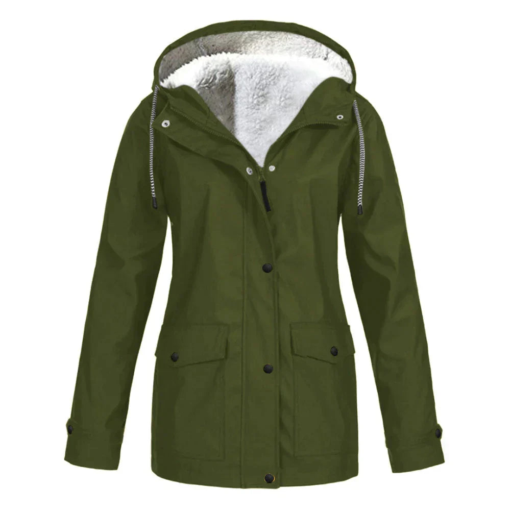 Damen Kapuzenjacke mit Druckknopfverschluss und Fronttaschen