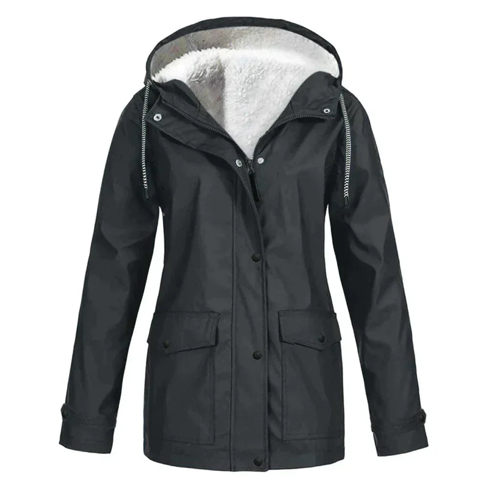 Damen Kapuzenjacke mit Druckknopfverschluss und Fronttaschen