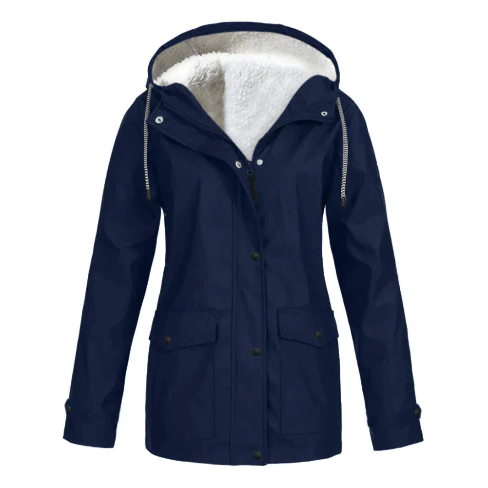 Damen Kapuzenjacke mit Druckknopfverschluss und Fronttaschen