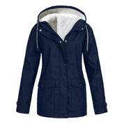Damen Kapuzenjacke mit Druckknopfverschluss und Fronttaschen