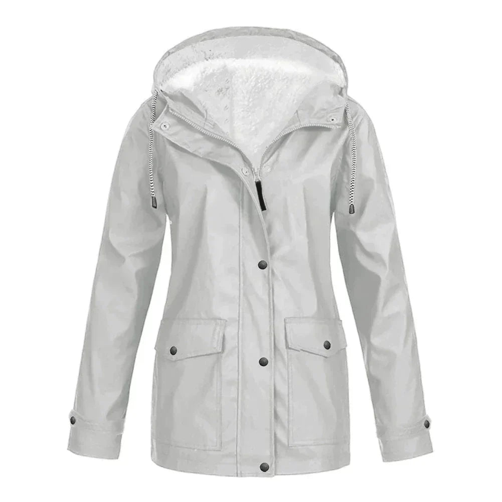 Damen Kapuzenjacke mit Druckknopfverschluss und Fronttaschen