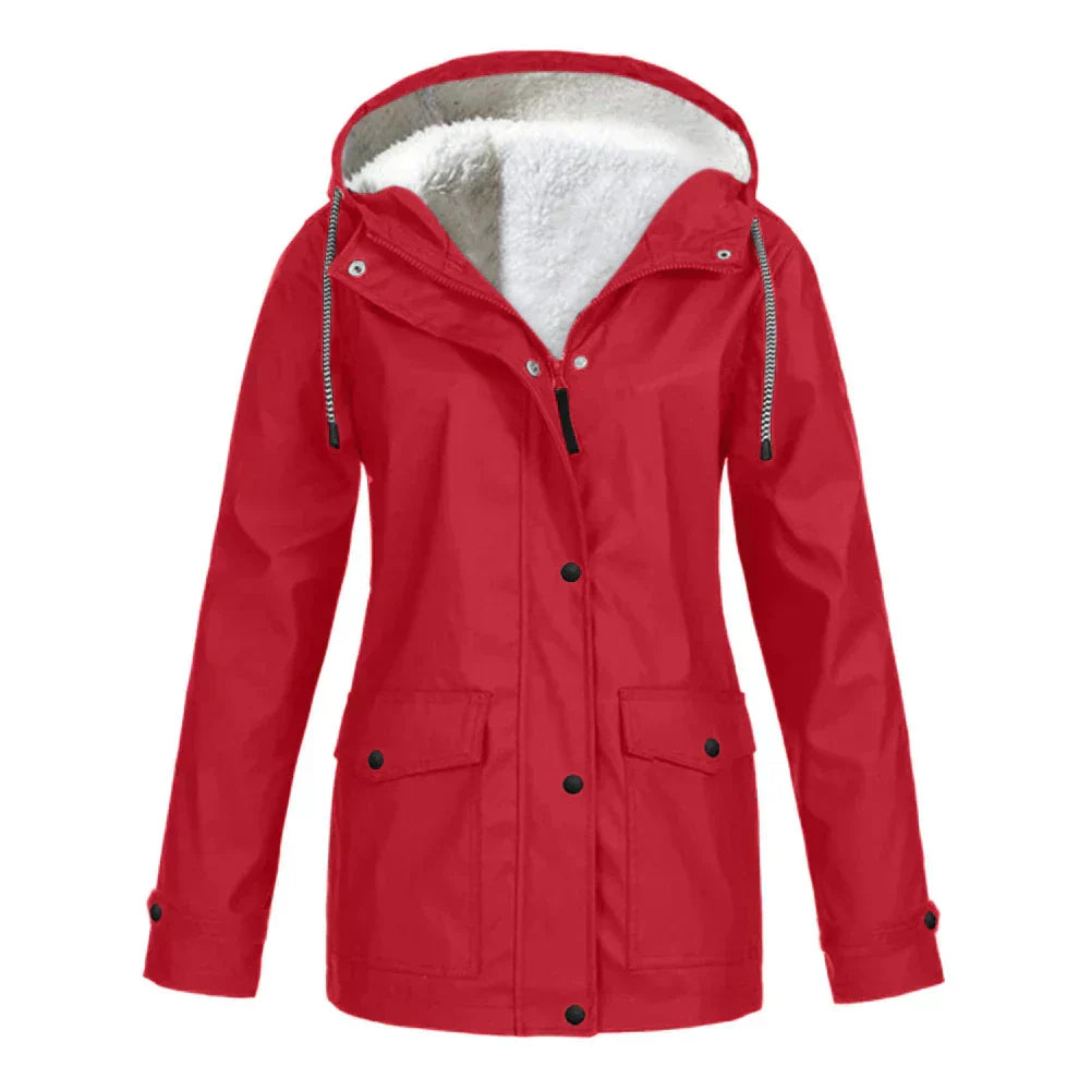 Damen Kapuzenjacke mit Druckknopfverschluss und Fronttaschen