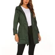 Damen Kapuzenjacke mit Reißverschluss und vorderen Klappentaschen