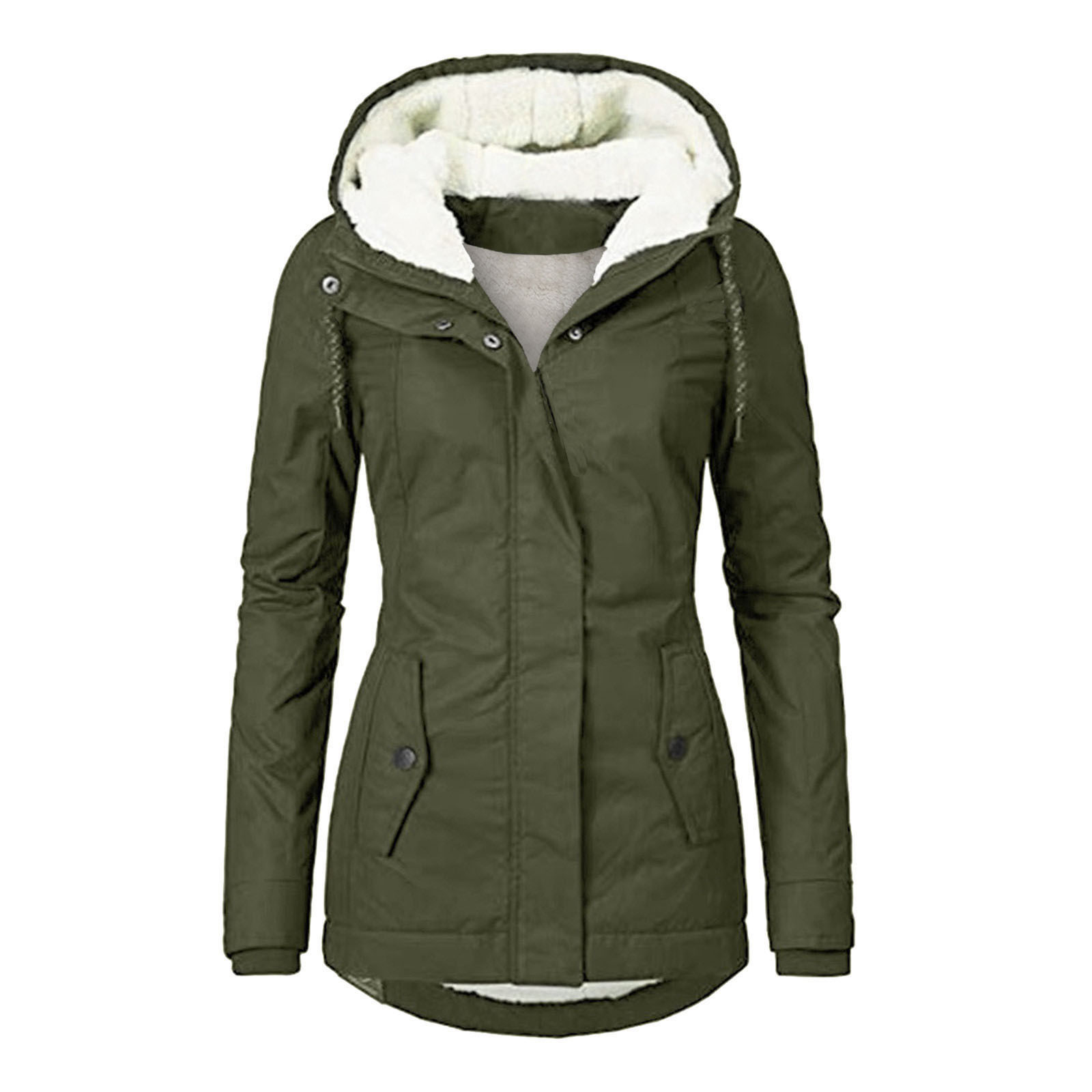 Damen Kapuzenjacke mit Reißverschluss und vorderen Klappentaschen