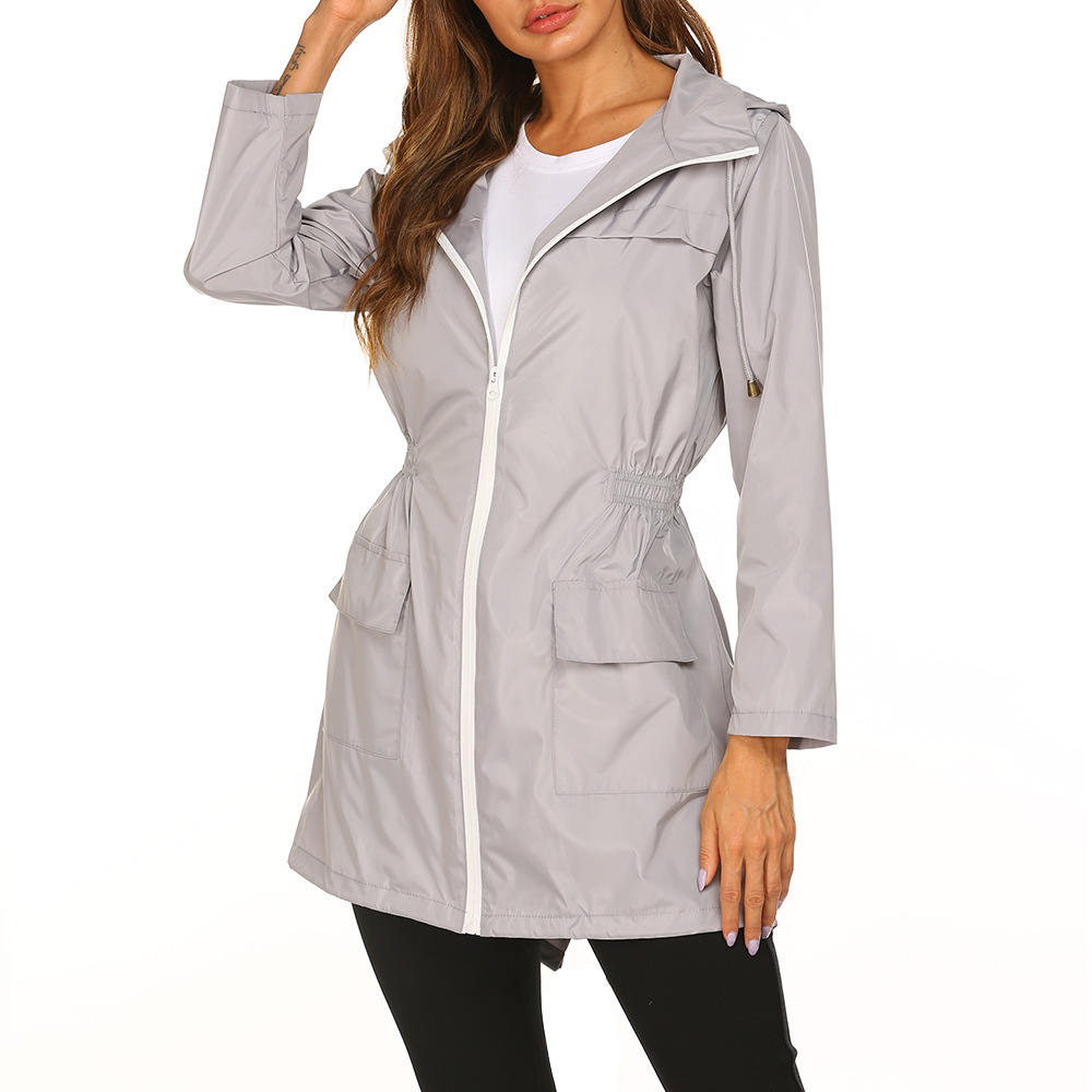 Damen Kapuzenjacke mit Reißverschluss und vorderen Klappentaschen