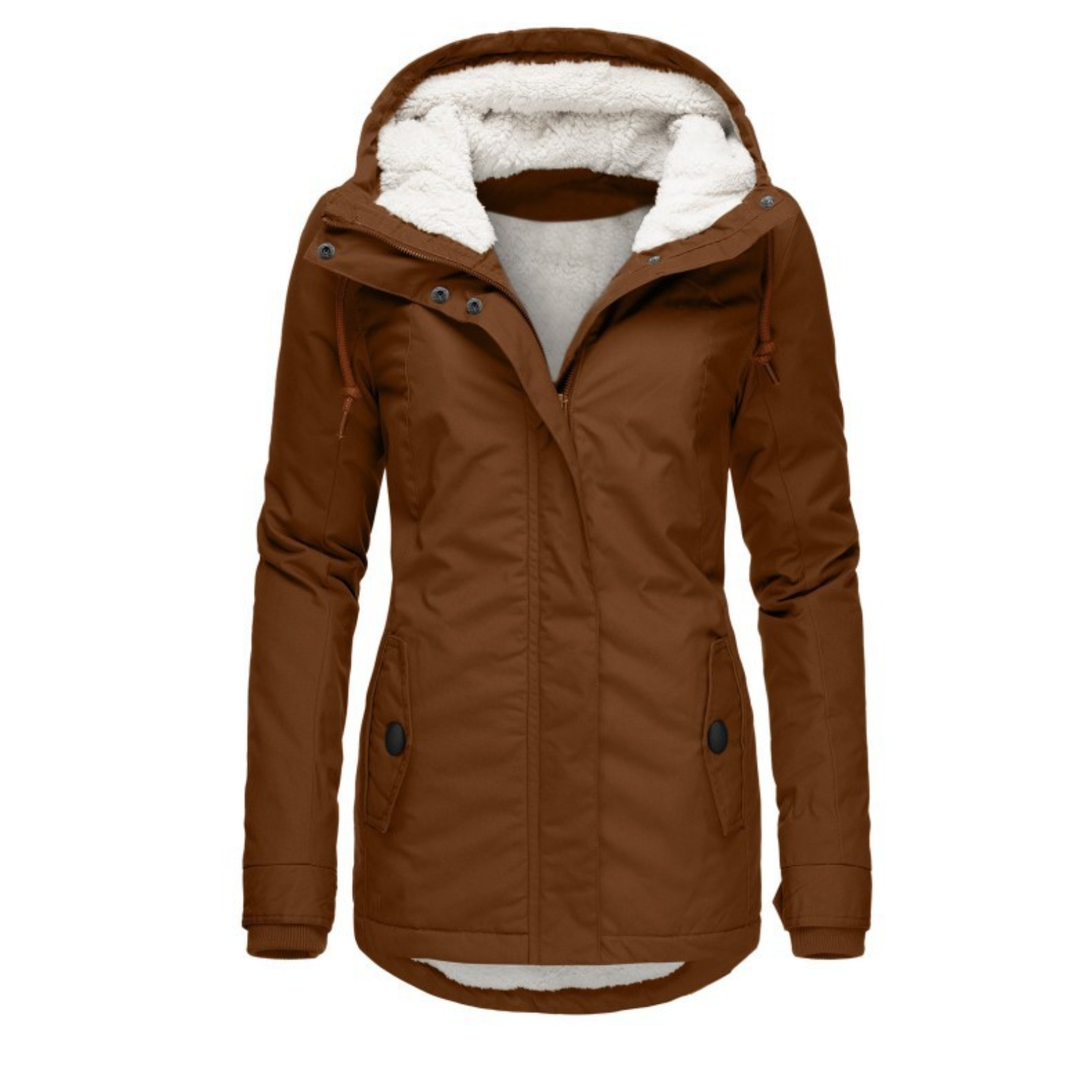 Damen Kapuzenjacke mit Reißverschluss und vorderen Klappentaschen