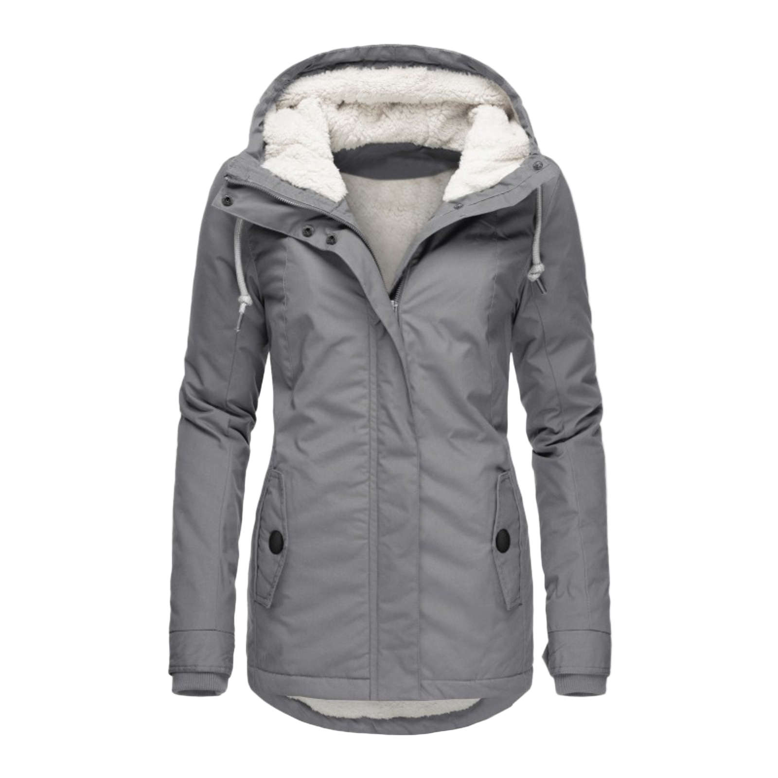 Damen Kapuzenjacke mit Reißverschluss und vorderen Klappentaschen