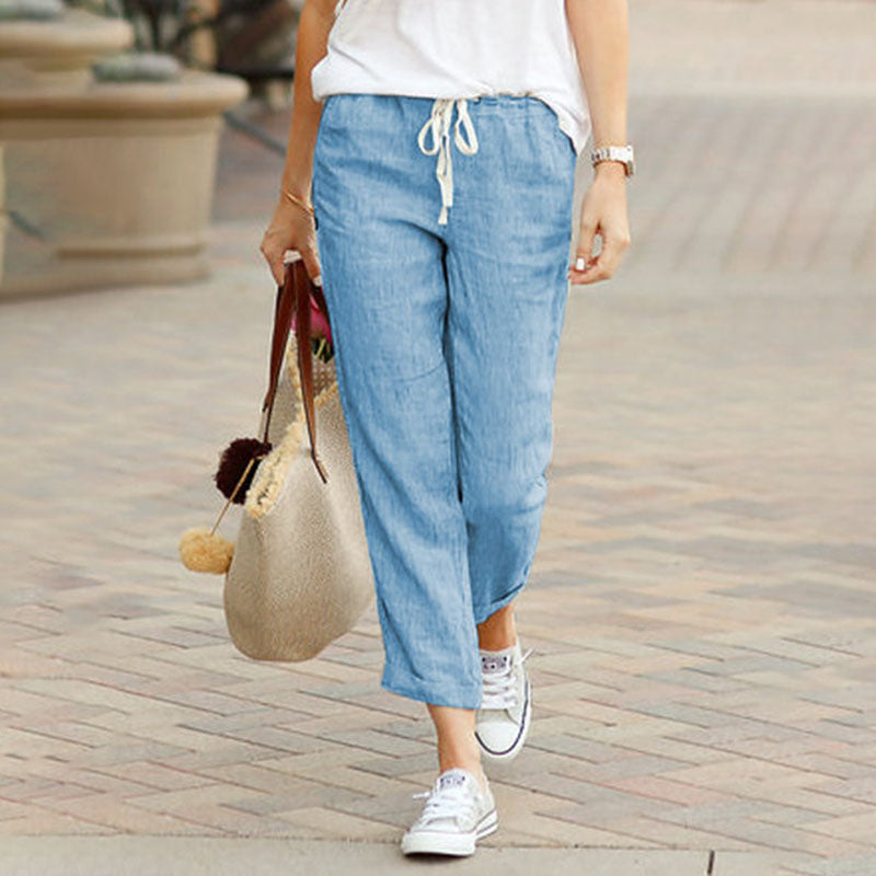 Damen Kordelzug Freizeithose mit Seitentaschen für den Sommer