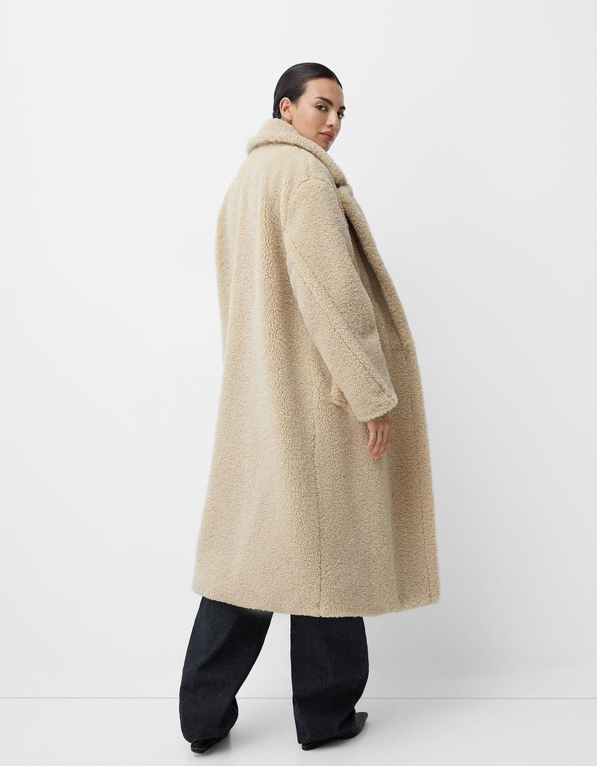 Damen Mantel Lang mit Reverskragen und Knopfleiste