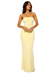 Damen Maxikleid mit Spaghettiträgern und geradem Ausschnitt