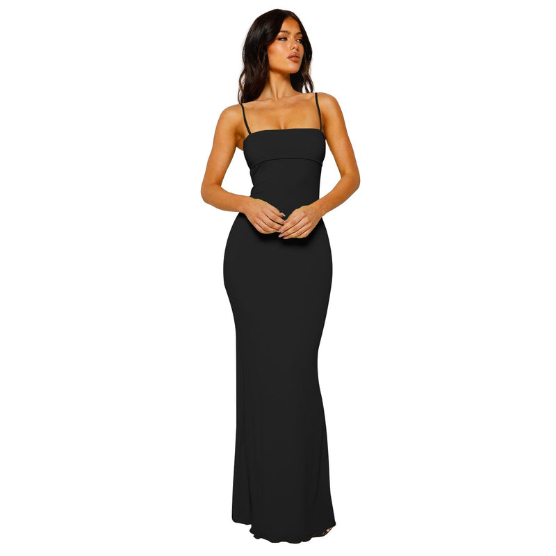 Damen Maxikleid mit Spaghettiträgern und geradem Ausschnitt