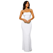 Damen Maxikleid mit Spaghettiträgern und geradem Ausschnitt