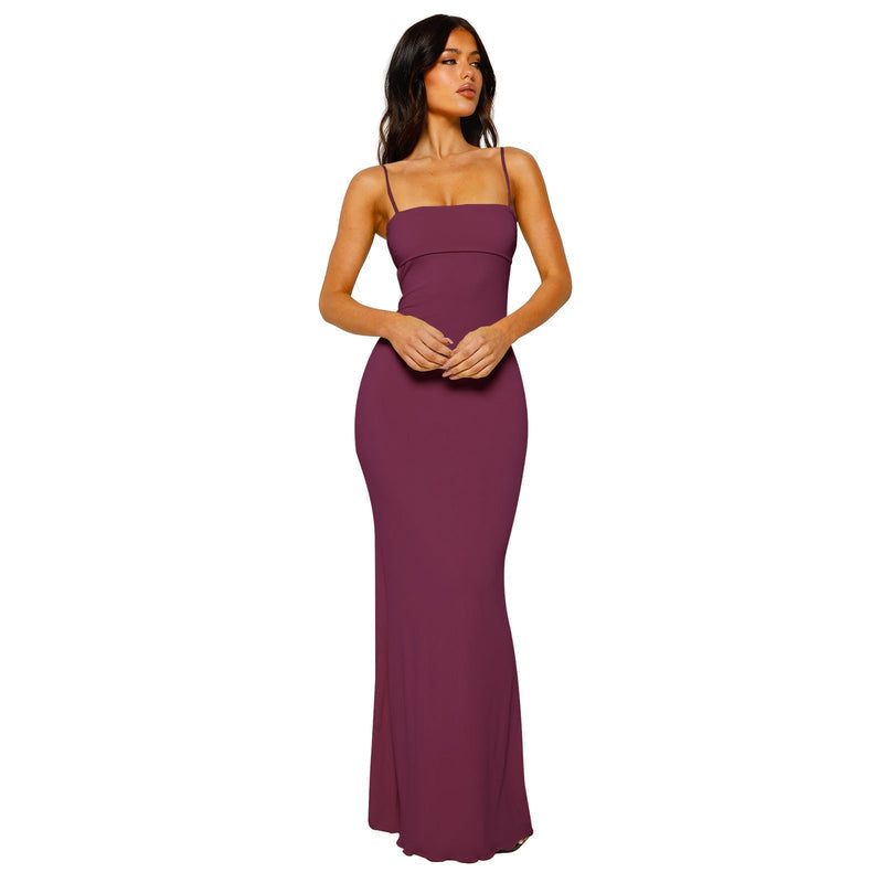 Damen Maxikleid mit Spaghettiträgern und geradem Ausschnitt