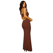 Damen Maxikleid mit Spaghettiträgern und geradem Ausschnitt
