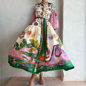 Damen Maxikleid mit V-Ausschnitt und Taillenband