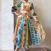 Damen Maxikleid mit V-Ausschnitt und Taillenband