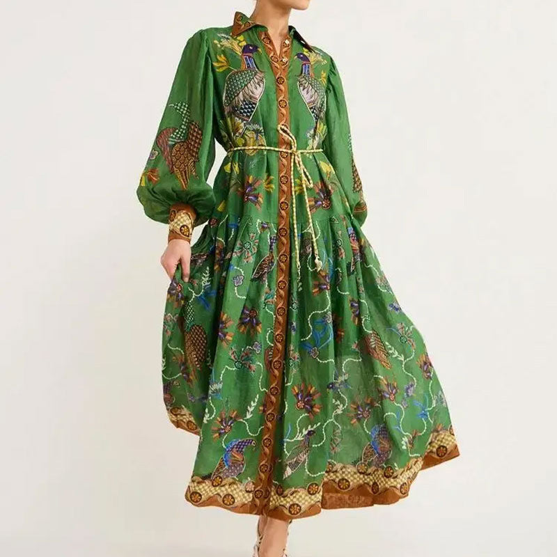 Damen Maxikleid mit V-Ausschnitt und Taillenband
