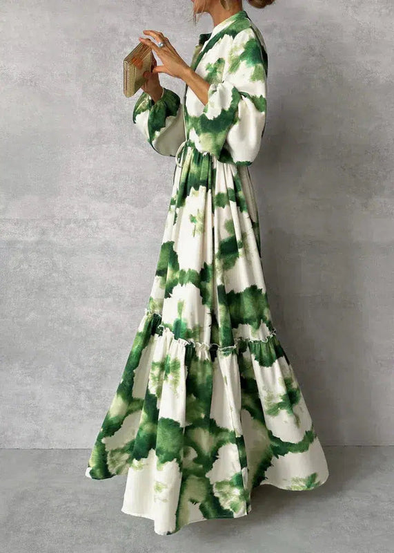 Damen Maxikleid mit V-Ausschnitt und Taillenband