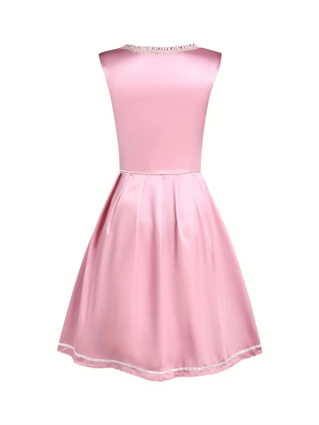 Damen Midi Dirndl Kleid mit Schnürmieder und bestickter Schürze