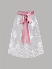 Damen Midi Dirndl Kleid mit Schnürmieder und bestickter Schürze