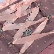 Damen Midi Dirndl Kleid mit Schnürmieder und bestickter Schürze