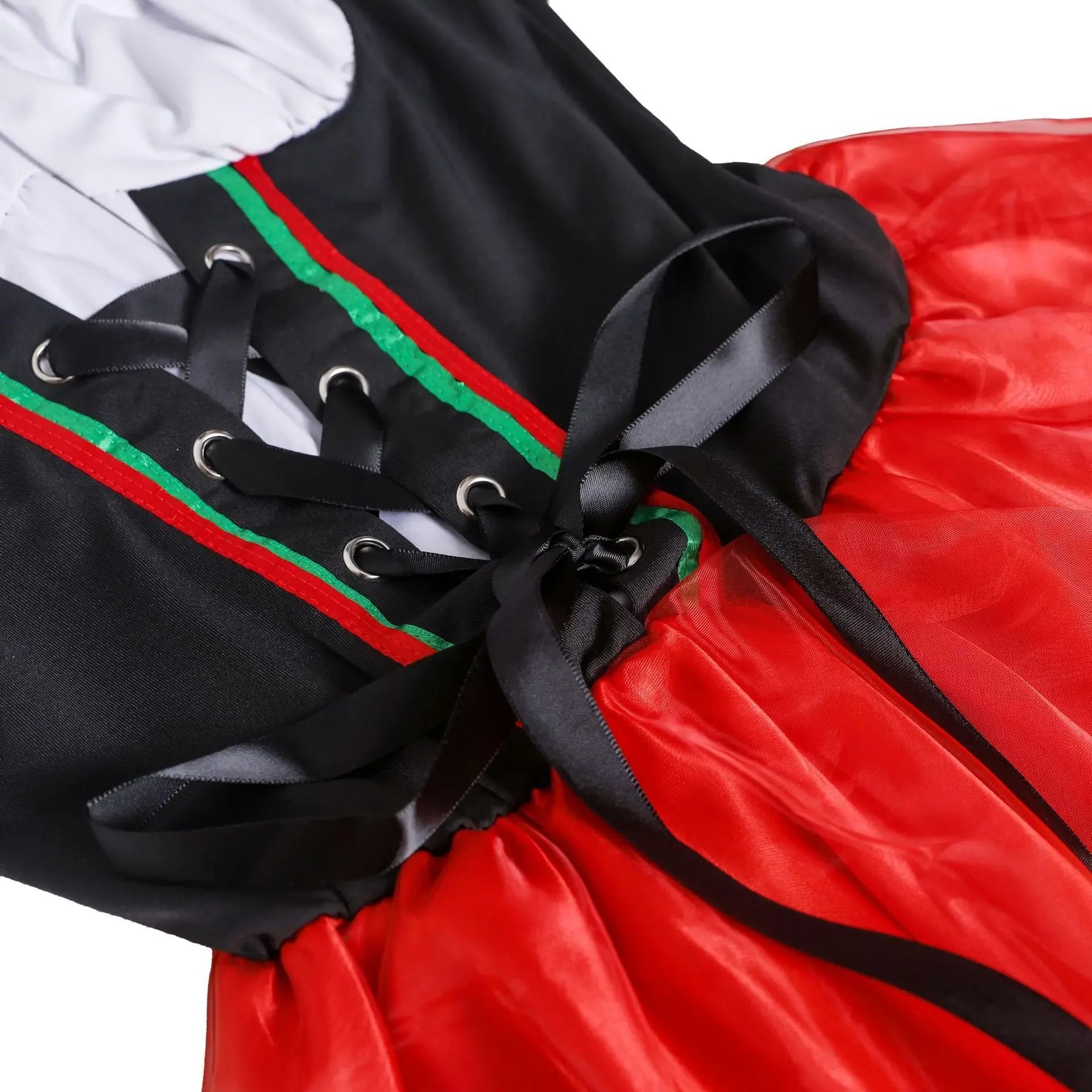 Damen Mini Dirndl Kleid mit Schnürmieder und dekorativem Rocksaum