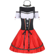 Damen Mini Dirndl Kleid mit Schnürmieder und dekorativem Rocksaum