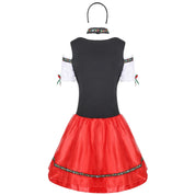 Damen Mini Dirndl Kleid mit Schnürmieder und dekorativem Rocksaum