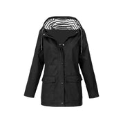 Damen Regenjacke mit Kapuze Druckknopfverschluss und Pattentaschen