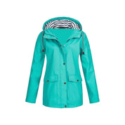 Damen Regenjacke mit Kapuze Druckknopfverschluss und Pattentaschen