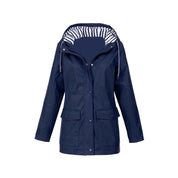 Damen Regenjacke mit Kapuze Druckknopfverschluss und Pattentaschen