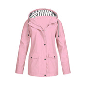 Damen Regenjacke mit Kapuze Druckknopfverschluss und Pattentaschen