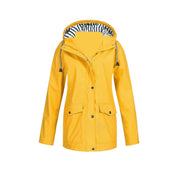 Damen Regenjacke mit Kapuze Druckknopfverschluss und Pattentaschen