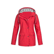 Damen Regenjacke mit Kapuze Druckknopfverschluss und Pattentaschen