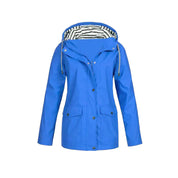 Damen Regenjacke mit Kapuze Druckknopfverschluss und Pattentaschen