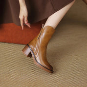 Damen Stiefeletten mit seitlichem Reißverschluss und Blockabsatz