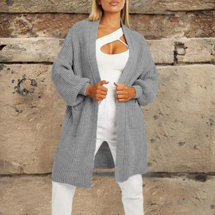 Damen Strick Strickjacke  mit offenem Vorderteil und großzügigen Taschen