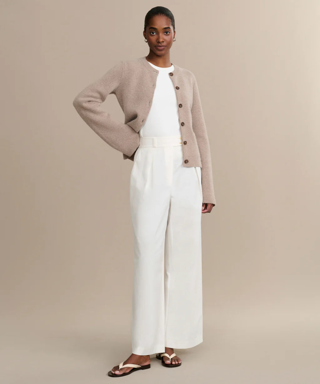 Damen Strickjacke mit langen Ärmeln Rundhalsausschnitt und Fronttaschen