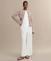 Damen Strickjacke mit langen Ärmeln Rundhalsausschnitt und Fronttaschen
