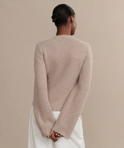 Damen Strickjacke mit langen Ärmeln Rundhalsausschnitt und Fronttaschen
