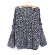 Damen Strickpullover mit V-Ausschnitt und Ajourmuster
