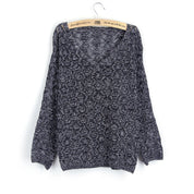 Damen Strickpullover mit V-Ausschnitt und Ajourmuster