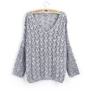 Damen Strickpullover mit V-Ausschnitt und Ajourmuster