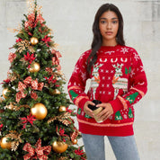 Damen Strickpullover mit Weihnachtsmotiv und festlichem Design