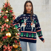 Damen Strickpullover mit Weihnachtsmotiv und festlichem Design